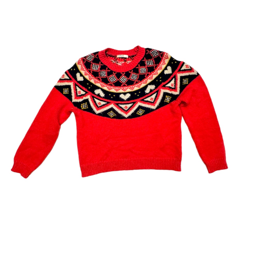 Marine Layer Wool/Alpaca Archive Fair Isle Sweater Red/Blue/Cream Women’s Size S